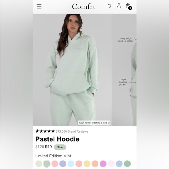 Comfrt Mint Hoodie - Picture 1 of 1